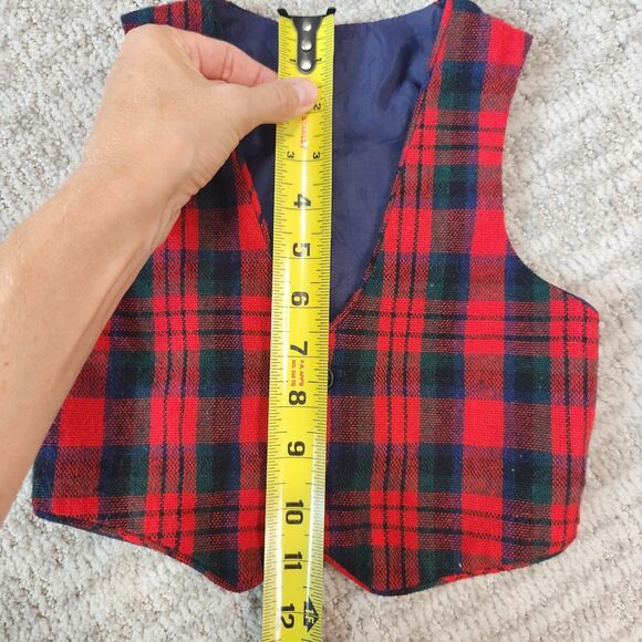 R‐Gee Vintage Christmas Holiday 2 button plaid vest red size 4 boys - Picture 5 of 7